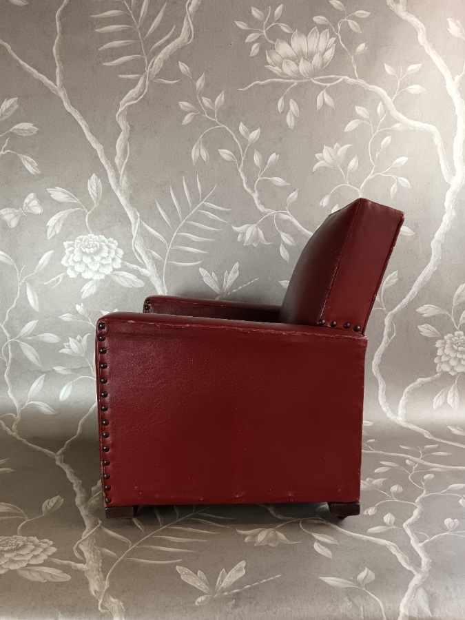 Small Art Deco Period Childs Leather Armchair (5).jpg